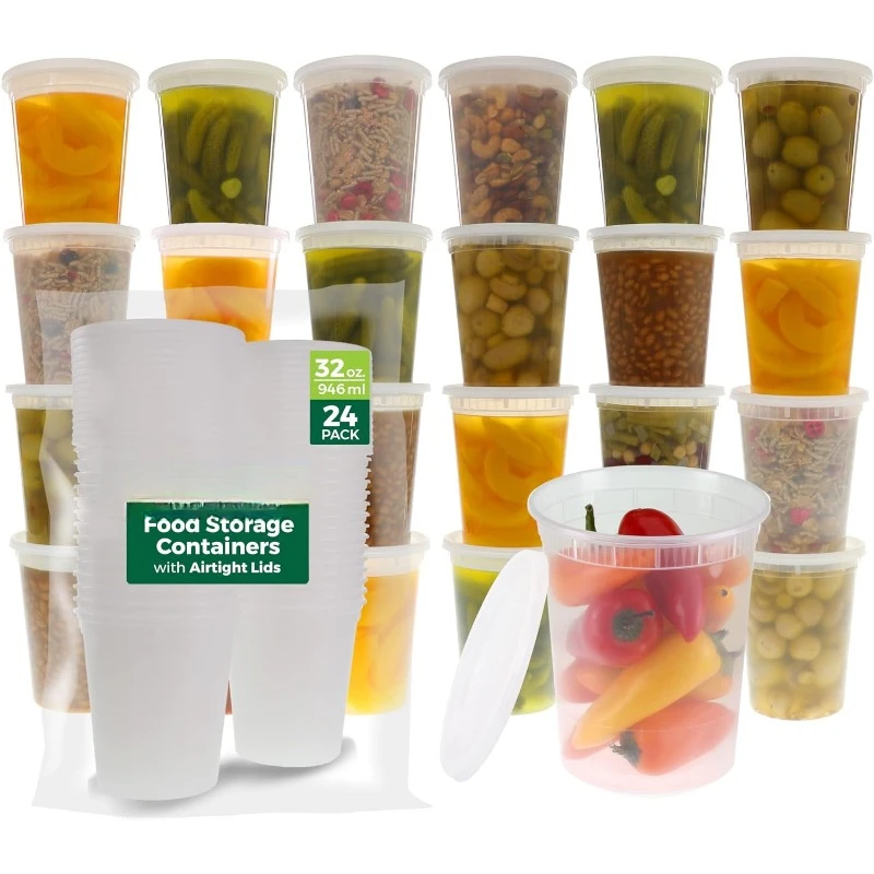 Meal Prep Containers - [24 комплекта] 8-32 унции пластиковых контейнеров