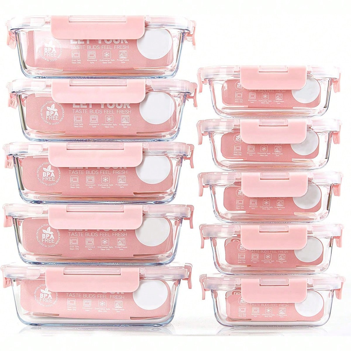 Meal Prep Containers - Набор из 10 стеклянных контейнеров для